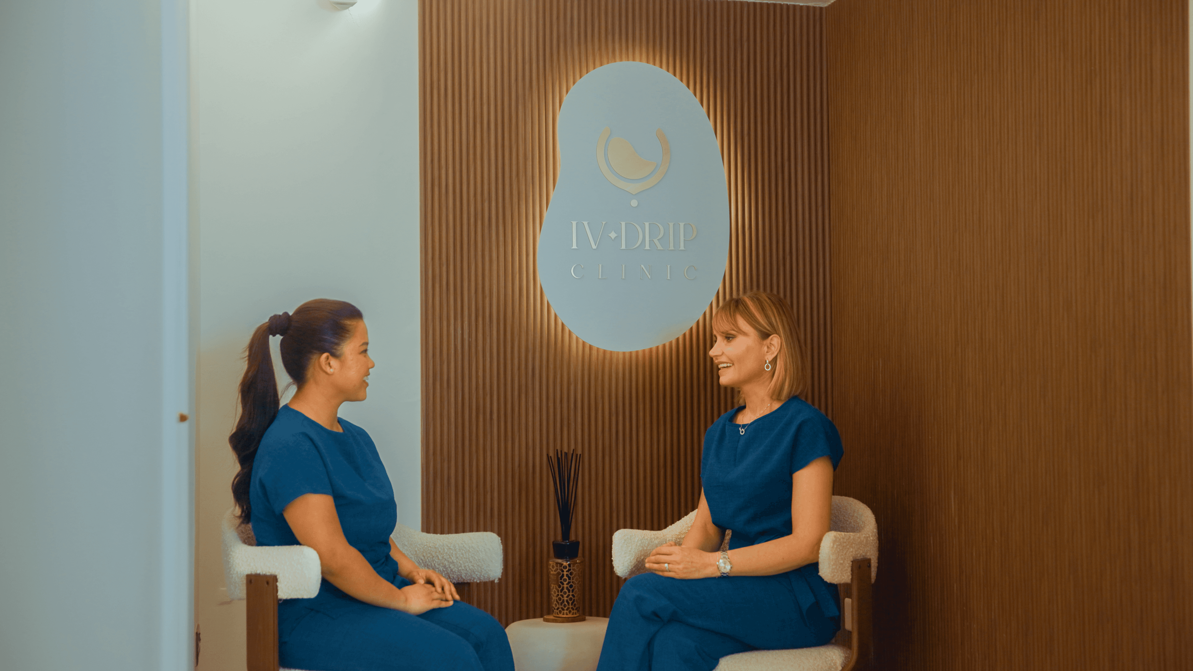 Maria Raluca Simion, founder of IV Drip Clinic London, with a patient